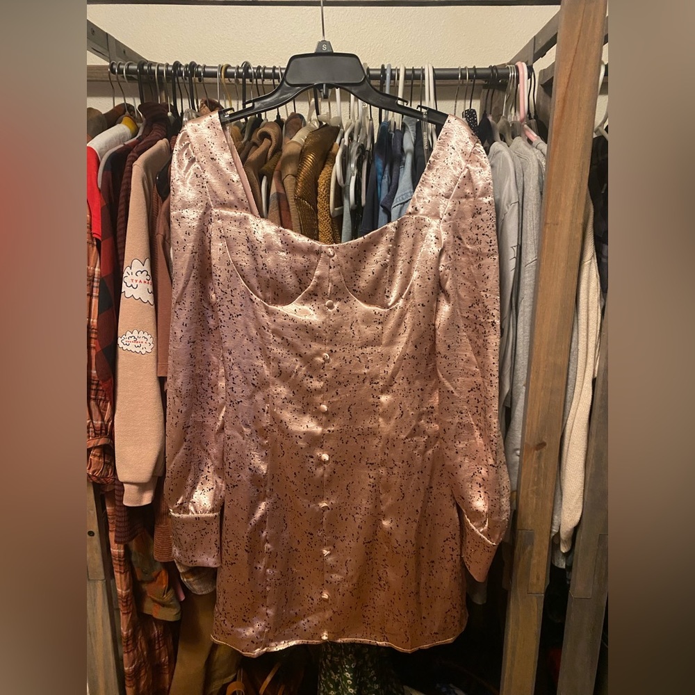 New With Tags NWT Shimmery Pink Mini Party Dress Disco Barbie